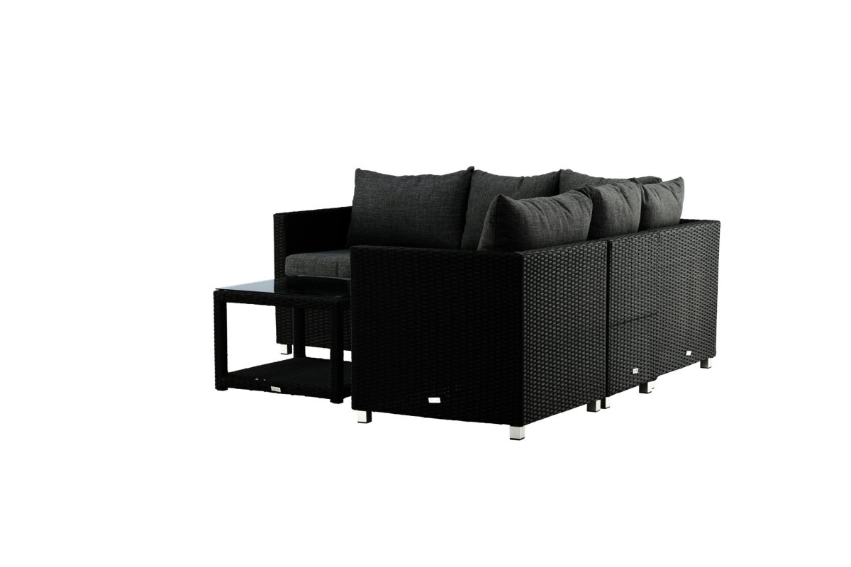 Loungegrupp Utomhus – Venture Home Vamos Hörnsoffa 5 Moduler + Soffbord Svart/Grå inkl. dynor
