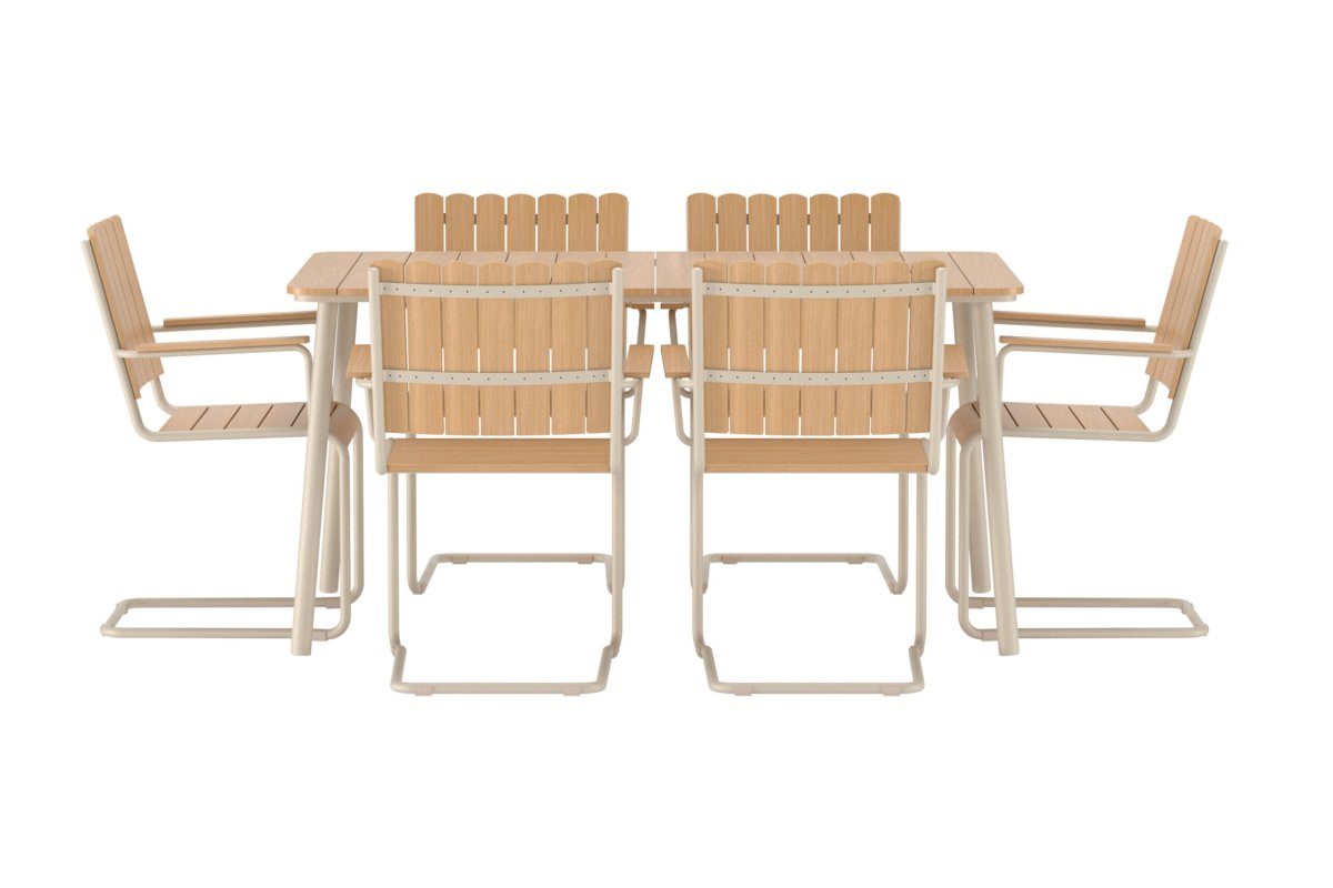 Matgrupp Utomhus – Venture Home Holmsund Matbord 90×150 + 6 Matstolar Beige - Bild 4