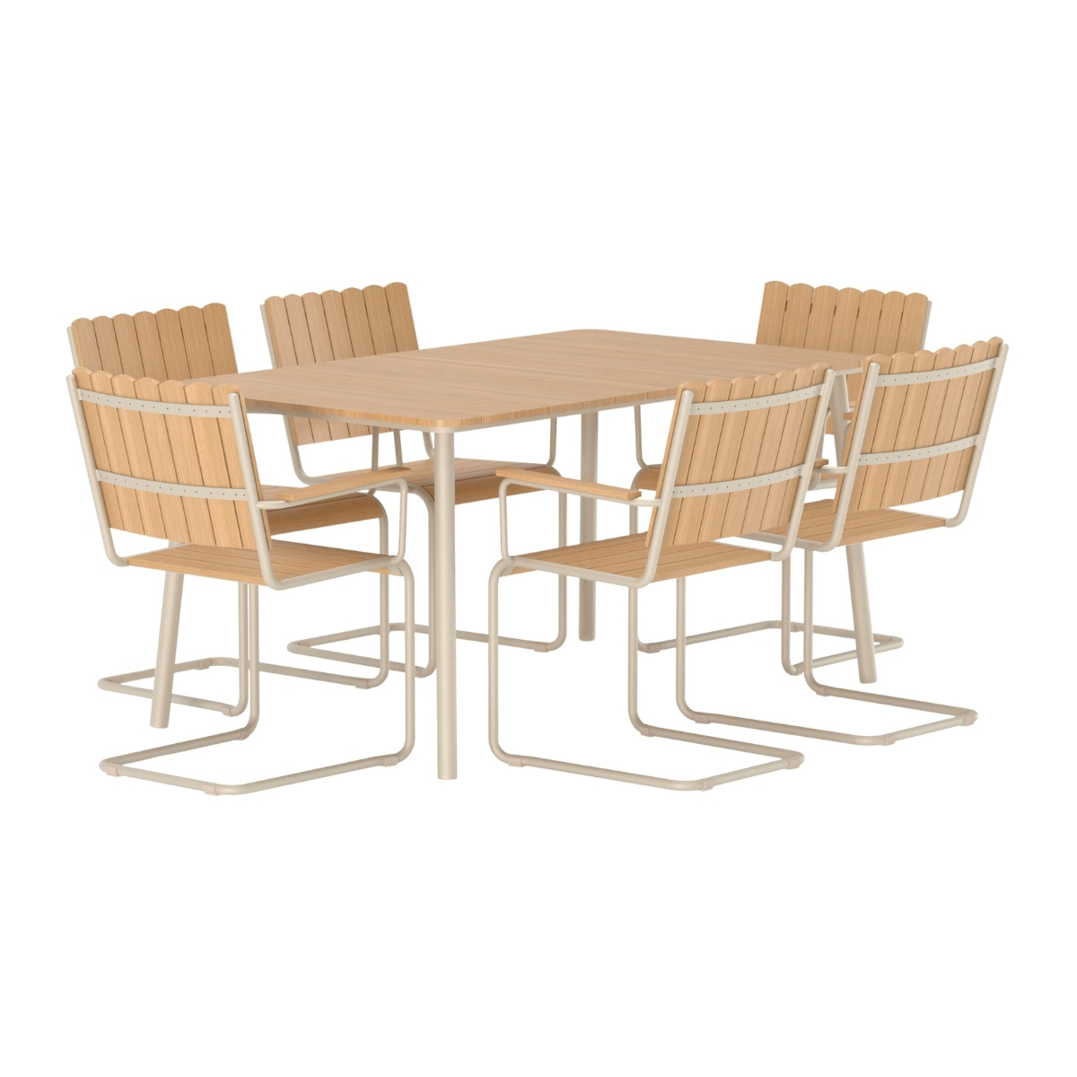Matgrupp Utomhus – Venture Home Holmsund Matbord 90×150 + 6 Matstolar Beige