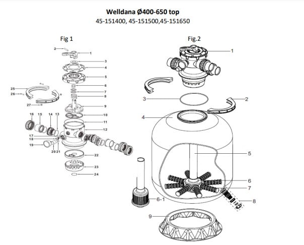 Reservdelar Welldana Sandfilter 400
