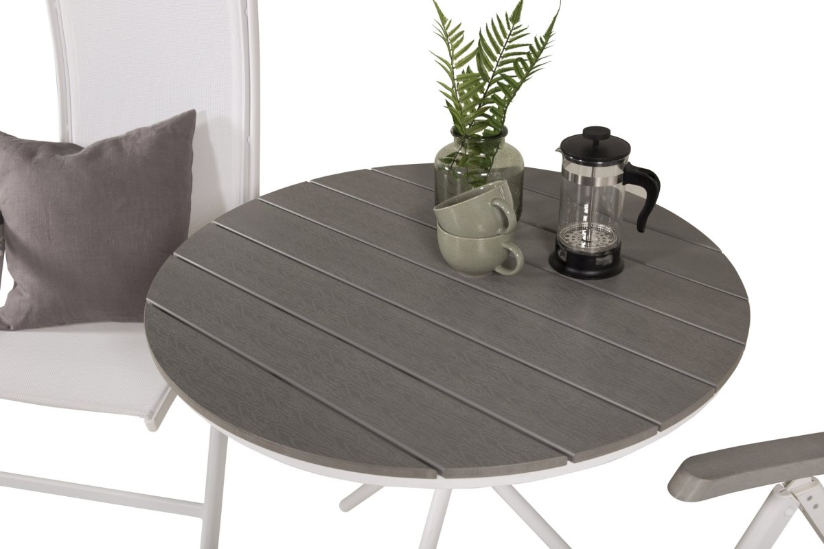 Matgrupp Utomhus – Venture Home Parma Runt Cafébord Ø90 Vit/Grå + 2 Albany Positionsstolar Vit - Bild 8