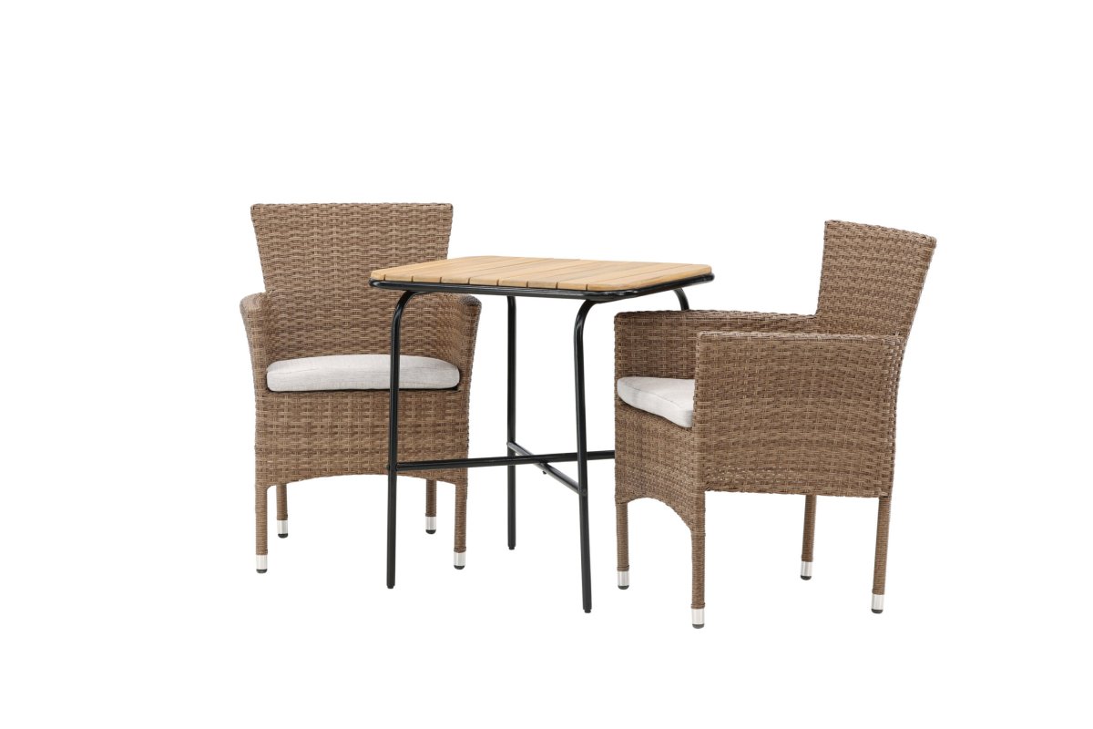 Matgrupp Utomhus – Venture Home Holmbeck Cafébord 55×70 Svart + 2 Malina Matstolar Natur - Bild 2