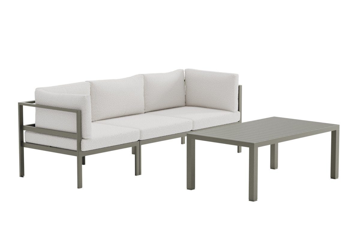 Loungegrupp Utomhus – Venture Home Copacabana Modulsoffa 2 Hörn + 1 Mitt + Soffbord Brun/Vit inkl. dynor - Bild 4